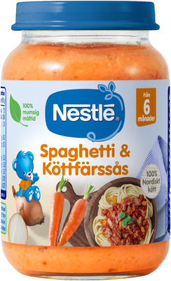 Barnmat Spaghetti & köttfärssås 6m 190g Nestle