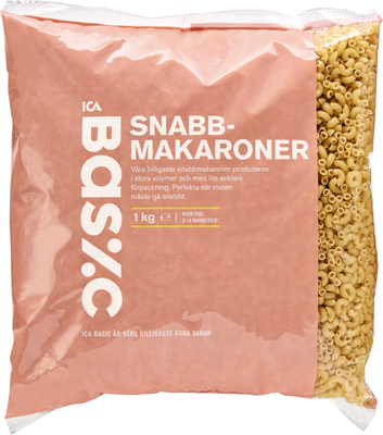 Snabbmakaroner 1kg ICA Basic