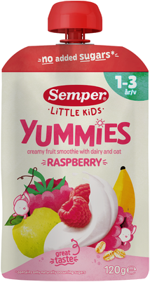 Barnmat Yummies hallon 1år 120g Semper